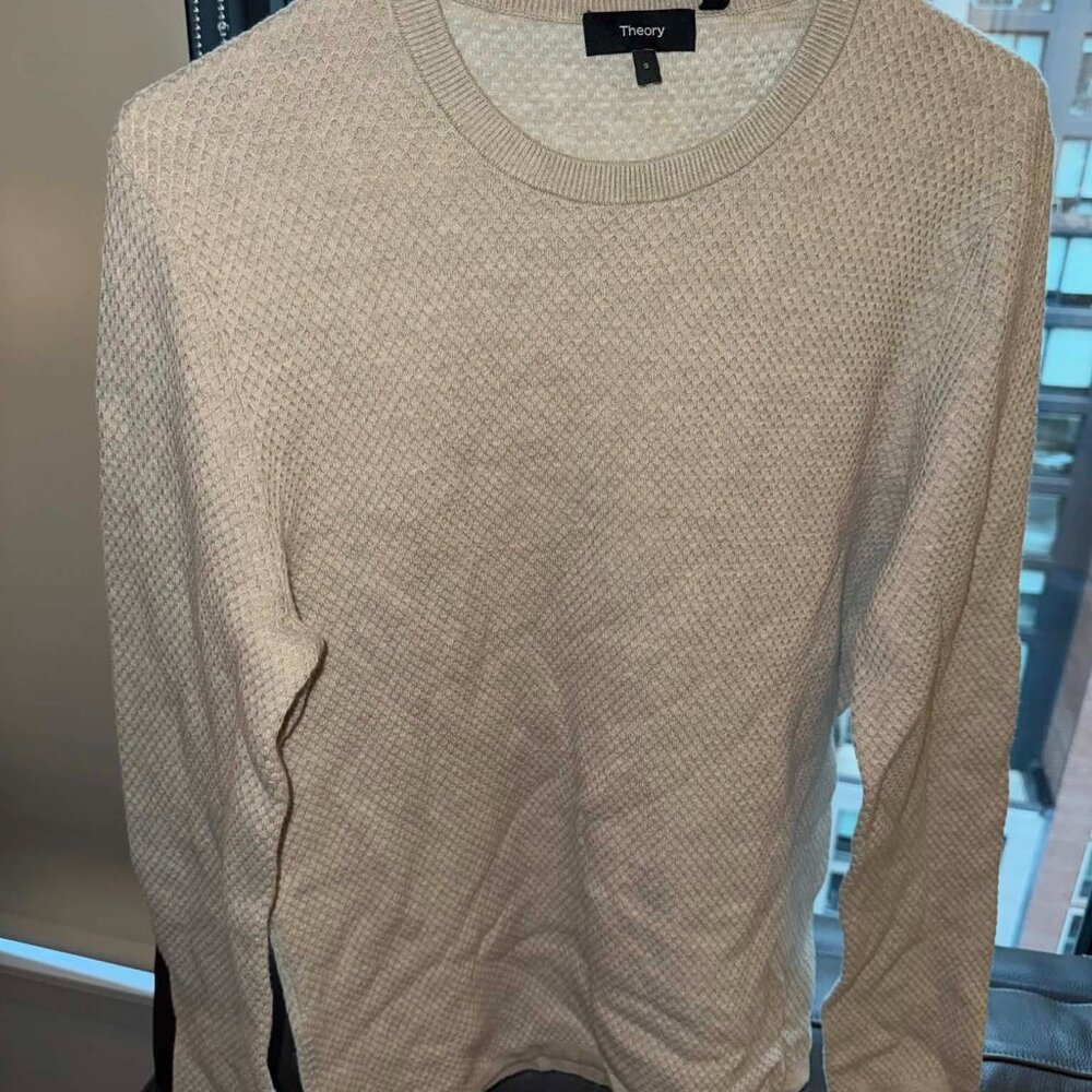 Men's Theory Long Sleeve Shirt in Beige Stone - S - 75% OFF (MSRP $195). NWT